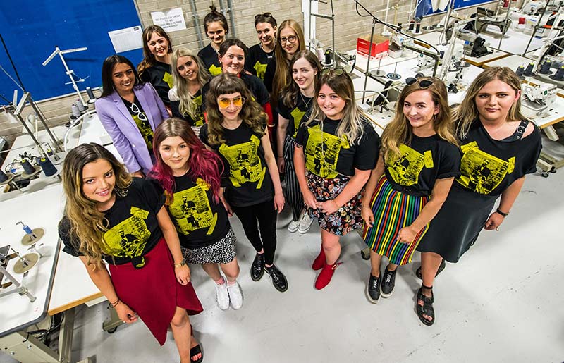 group of students backstage at the 2018 degree fashion show