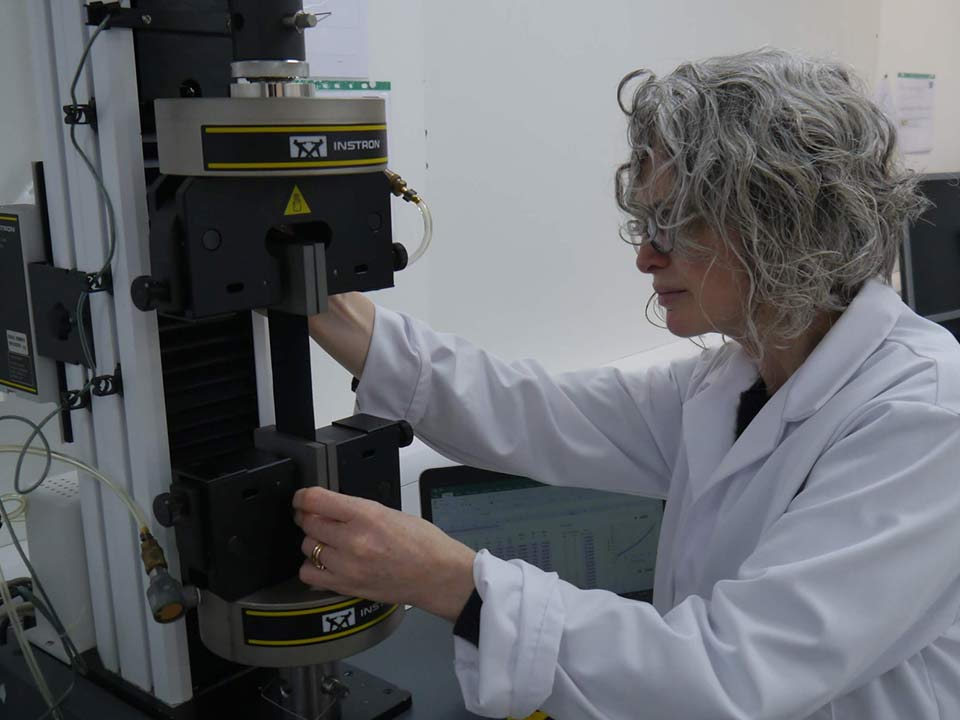 Dr Lisa Macintyre working in material lab