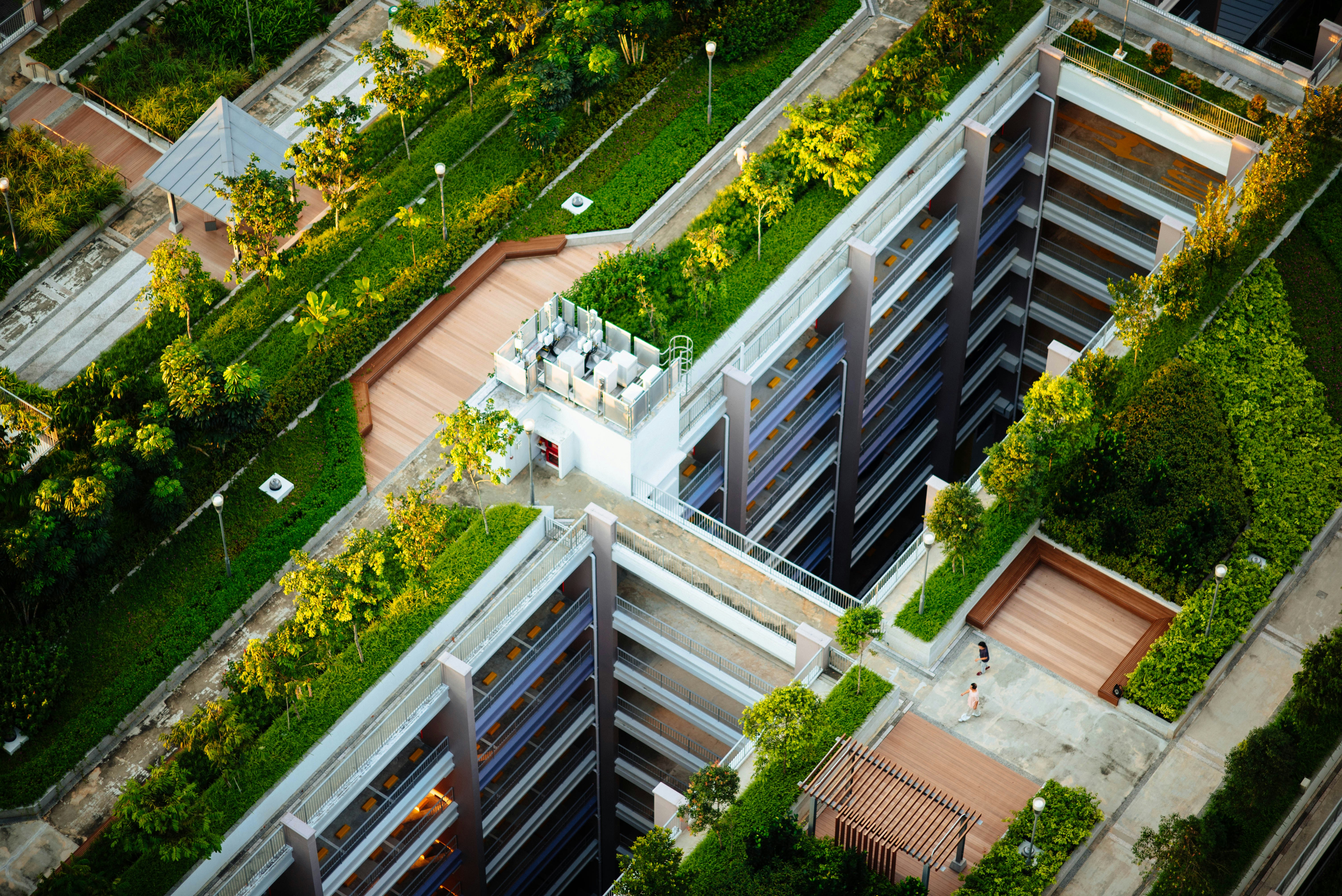 An aerial shot of buildings