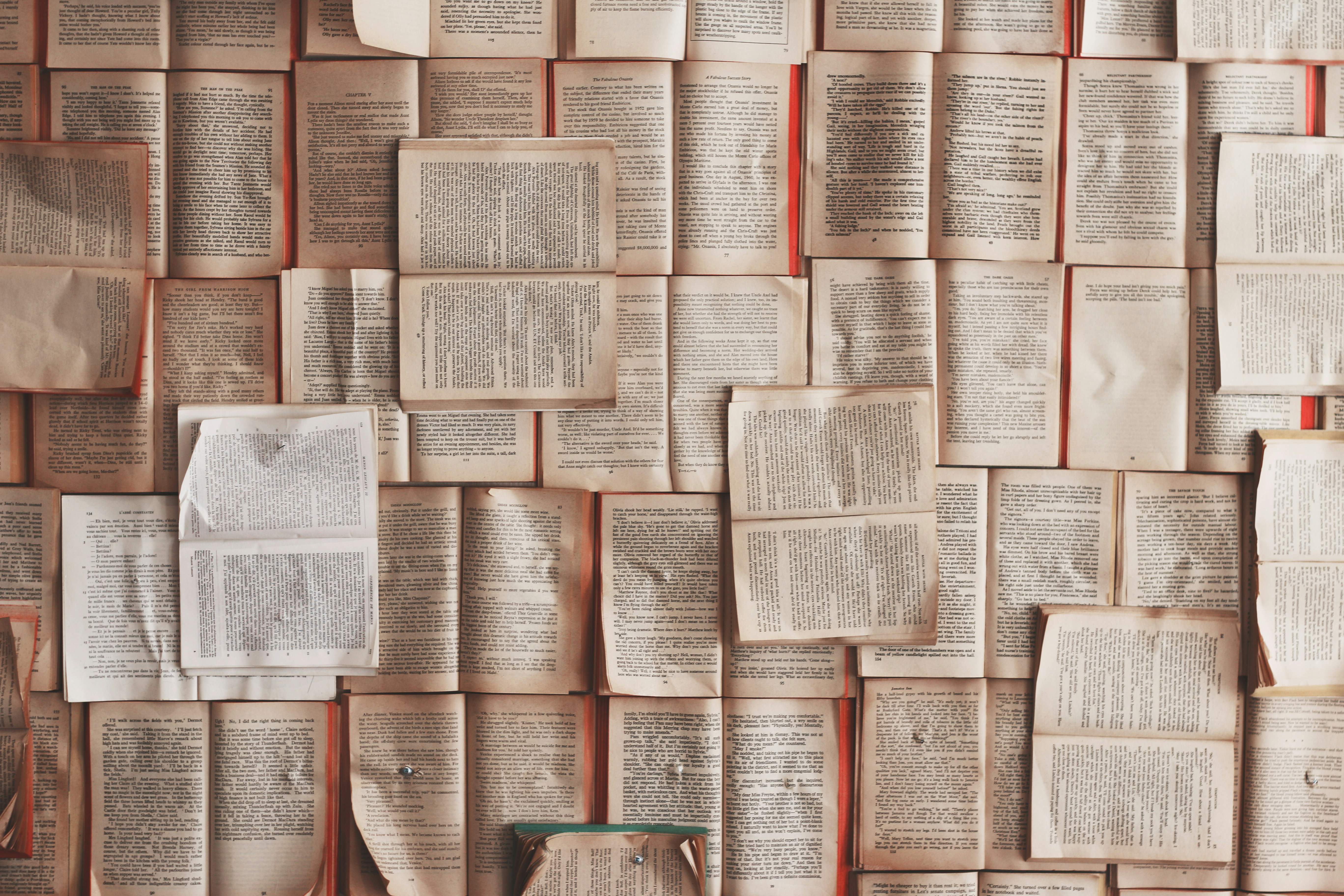 A picture of research papers across a table