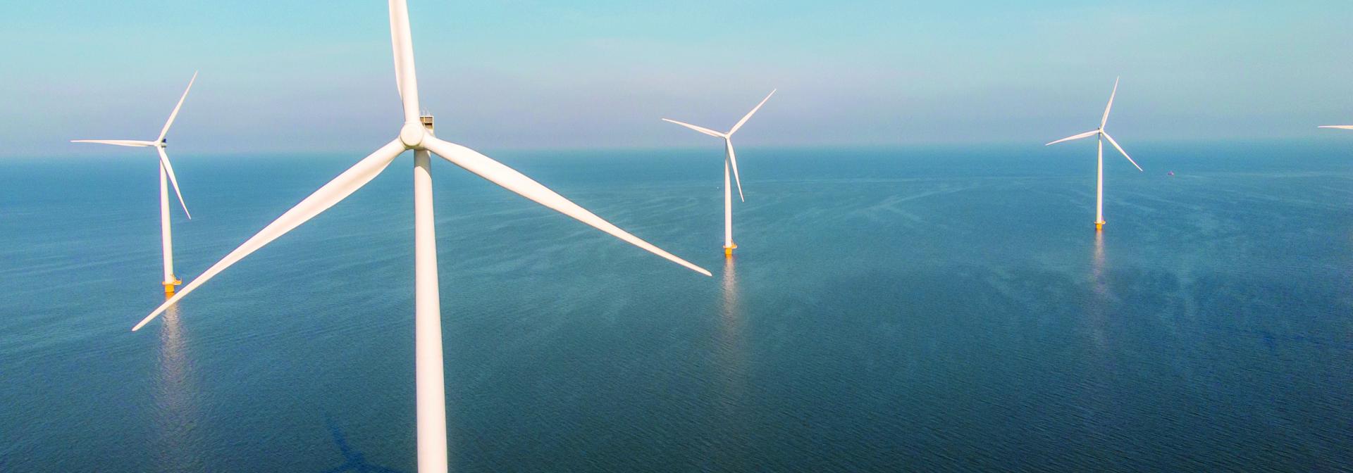 Off-shore wind farm seen from above