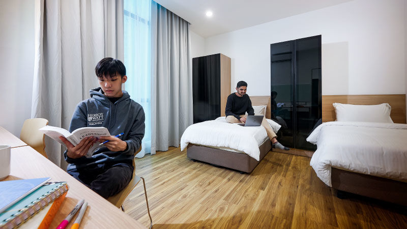 Twin bedroom Twin bedroom with students studying